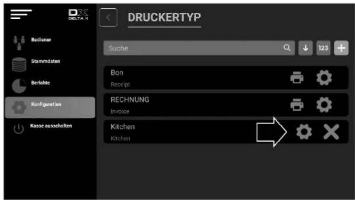 DRUCKERTYP Bodiener Stammdaten Berkhte Konfiguration Kasse ausschalten Suche 123 Bon Receipt RECHNUNG Invoice Kitchen Kitchen