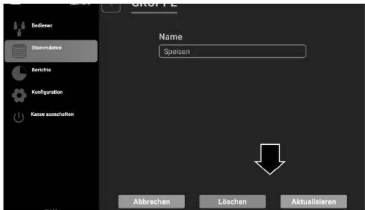 GROFFLE Name Speisen Abbrechen Löschen Aktualisieren