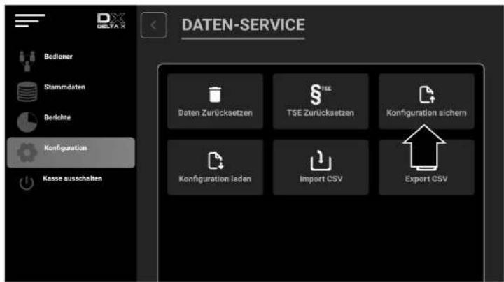 DATEN-SERVICE Bodiener Stammdaten Berichte Configuration Kasse ausschalten Daten Zurücksetzen TSE Zurücksetzen Konfiguration sichern Konfiguration laden Import CSV Export CSV