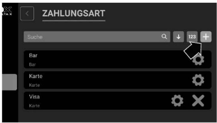 ZAHLUNGSART Suche 123 + Bar Bar Karte Karte Visa Karte