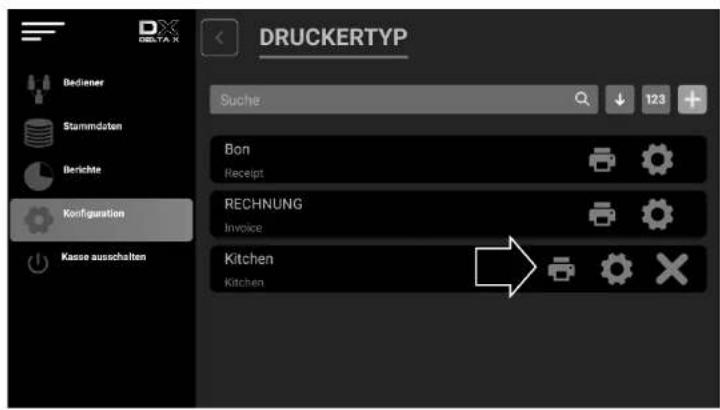 DRUCKERTYP Suche 123 + Bediener Stammdaten Berichte Konfiguration Kasse ausschalten Bon Receipt RECHNUNG Invoice Kitchen Kitchen