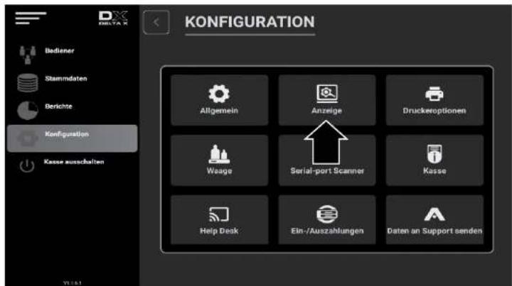 KONFIGURATION Allgemein Anzeige Druckeroptionen Waage Serial-port Scanner Kasse Help Desk Ein-/Auszahlungen Daten an Support senden