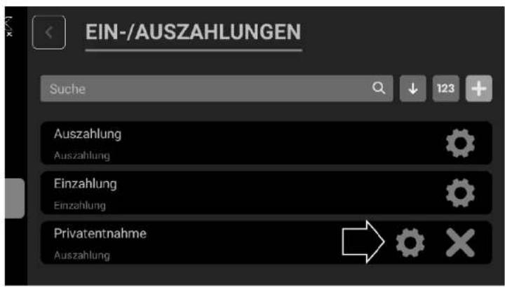 EIN-/AUSZAHLUNGEN Suche 123 Auszahlung Auszahlung Einzahlung Einzahlung Privatentnahme Auszahlung