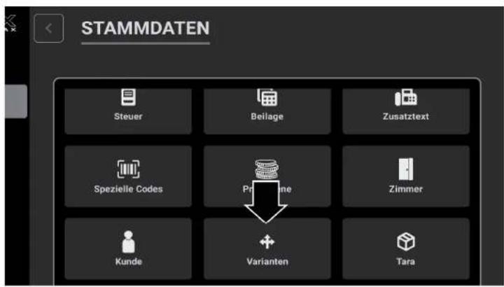 STAMMDATEN Steuer Beilage Zusatztext Spezielle Codes Prinme Zimmer Kunde Varianten Tara