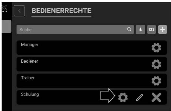 BEDIENERRECHTE Suche 123 Manager Bediener Trainer Schulung