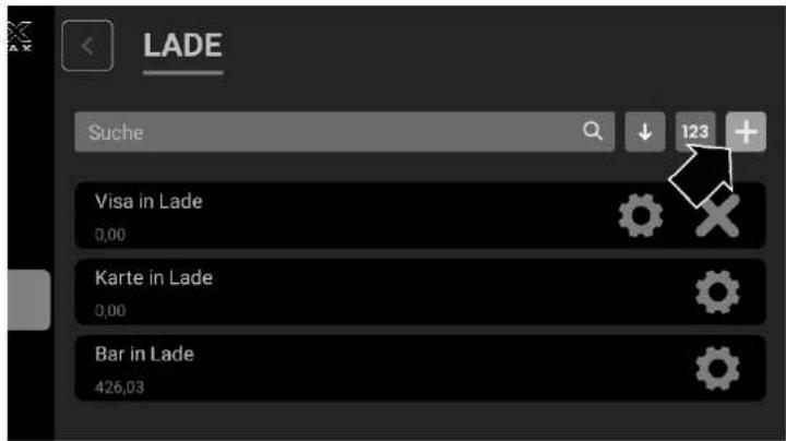 LADE Suche 123 + Visa in Lade 0,00 Karte in Lade 0,00 Bar in Lade 426,03