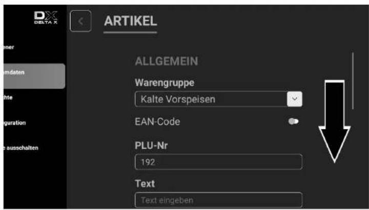 ARTIKEL ALLGEMEIN Warengruppe Kalte Vorspeisen EAN-Code PLU-Nr 192 Text Text eingeben