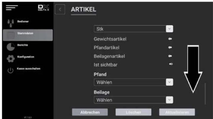 ARTIKEL Stk Gewichtsartikel Pfandartikel Beilagenartikel Ist sichtbar Pfand Wählen Beilage Wählen Abbrechen Löschen Aktualteierern