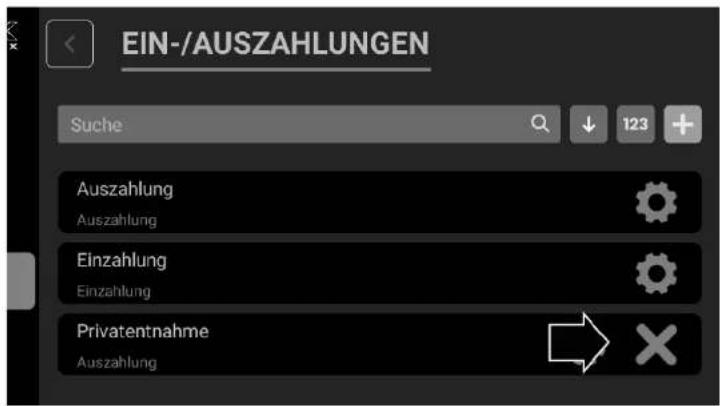 EIN-/AUSZAHLUNGEN Suche 123 Auszahlung Auszahlung Einzahlung Einzahlung Privatentnahme Auszahlung