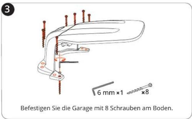 3 6 mm x1 x8 Befestigen Sie die Garage mit 8 Schrauben am Boden.