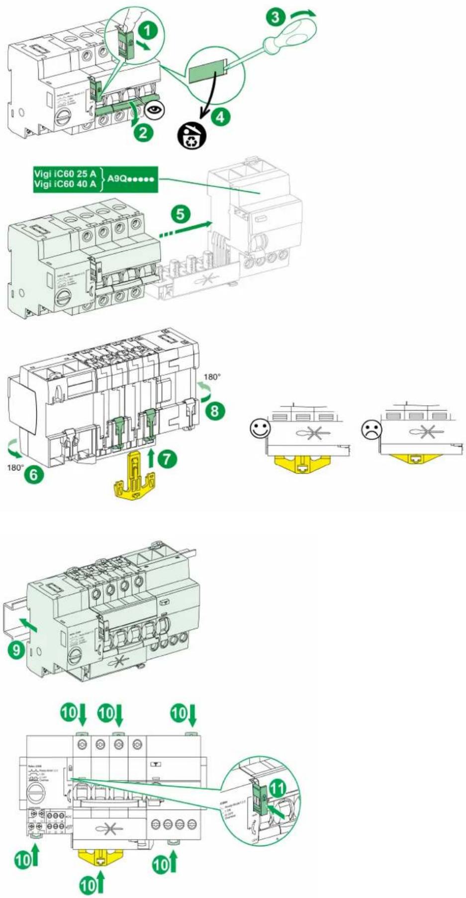 SCHNEIDER Reflex iC60N - Verfahren zur Kopplung und Installation mit dem Vigi iC60 A9Q……-Hilfsgerät - 2
