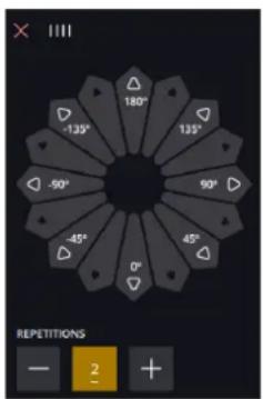 × 180° 135° 90° 45° -45° -135° -135° -90° -45° REPETITIONS — 2 +
