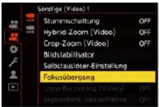 Sonstige (Video) 1 Stummschaltung OFF Hybrid-Zoom (Video) OFF Crop-Zoom (Video) OFF Bildstabilisator Selbstauslöser-Einstellung Fokusübergang Loop Recording (Video) OFF Segmenteerte: Dataaufnahme OFF