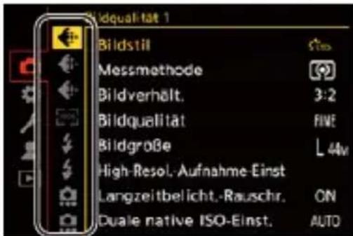 Bildstil Messmethode Bildverhält. Bildqualität Bildgröße High-Resol.-Aufnahme-Einst Langzeitbelicht.-Rauschr. Duale native ISO-Einst. 3:2 FINE L 44m ON AUTO