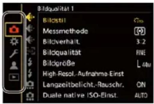 Bildqualität 1 Bildstil Messmethode Bildverhalt. Bildqualität Bildgröße High-Resol.-Aufnahme-Einst Langzeitbelicht.-Rauschr. Duale native ISO-Einst. Gio 3:2 FINE L 44u ON AUTO