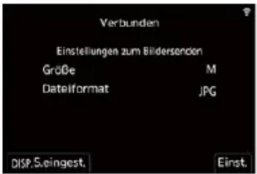 Verbunden Einstellungen zum Bildersendon Größe M Dateiformat JPG DISP.S.eingest. Einst.