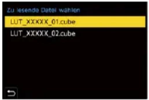 Zu lesende Datei wählen LUT_XXXXX_01.cube LUT_XXXXX_02.cube