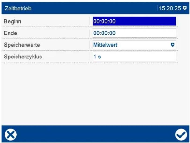 Zeitbetrieb 15:20:25 Beginn 00:00:00 Ende 00:00:00 Speicherwerte Mittelwert Speicherzyklus 1 s