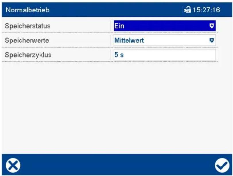 Normalbetrieb Speicherstatus Ein Speicherwerte Mittelwert Speicherzyklus 5 s