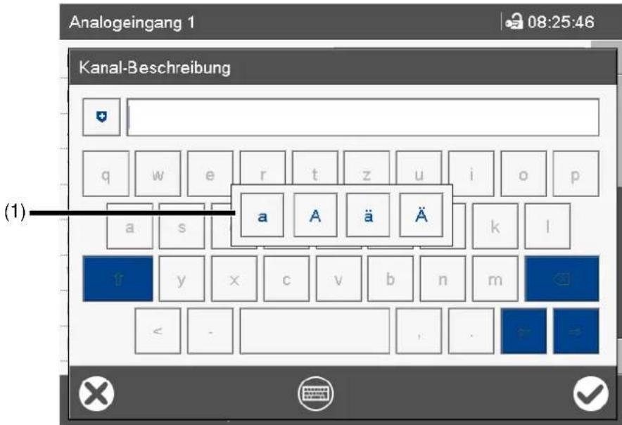 Analogeingang 1 08:25:46 Kanal-Beschreibung (1) a A ä Ä < -