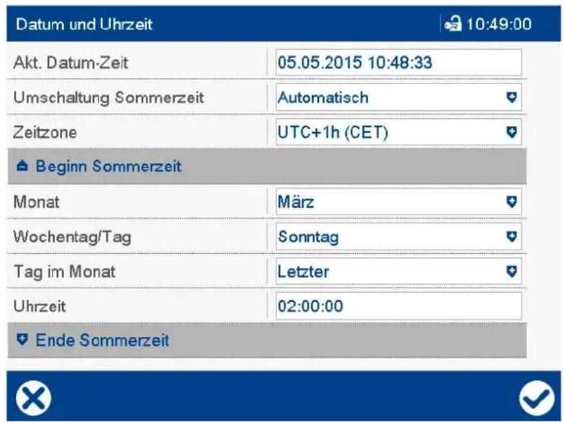 Datum und Uhrzeit 10:49:00 Akt. Datum-Zeit 05.05.2015 10:48:33 Umschaltung Sommerzeit Automatisch Zeitzone UTC+1h (CET) Beginn Sommerzeit Monat März Wochentag/Tag Sonntag Tag im Monat Letzter Uhrzeit 02:00:00 Ende Sommerzeit