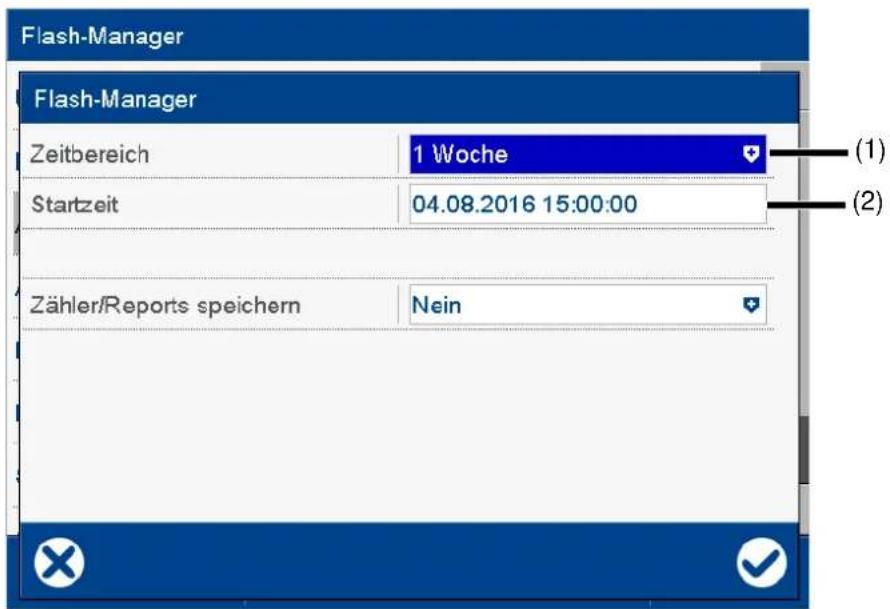 Flash-Manager Flash-Manager Zeitbereich 1 Woche Startzeit 04.08.2016 15:00:00 Zähler/Reports speichern Nein