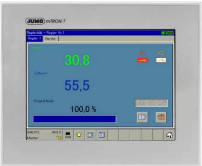 JUMO mTRON T Regierbild - Regler 4x 1 Regler 1 Hardm 30,8 Sulfinert 55,5 Output level 100,0 % 03.05.2012 09:24:11 Master 100%