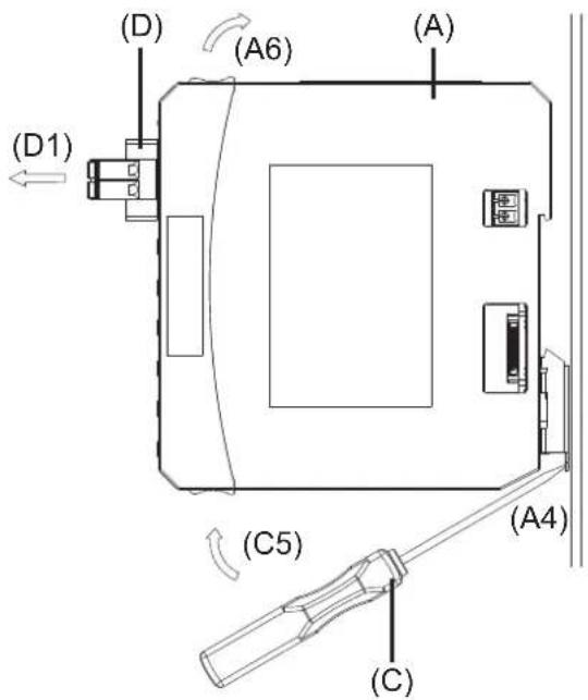 Jumo mTRON T - Routermodul von der Hutschiene nehmen - 1