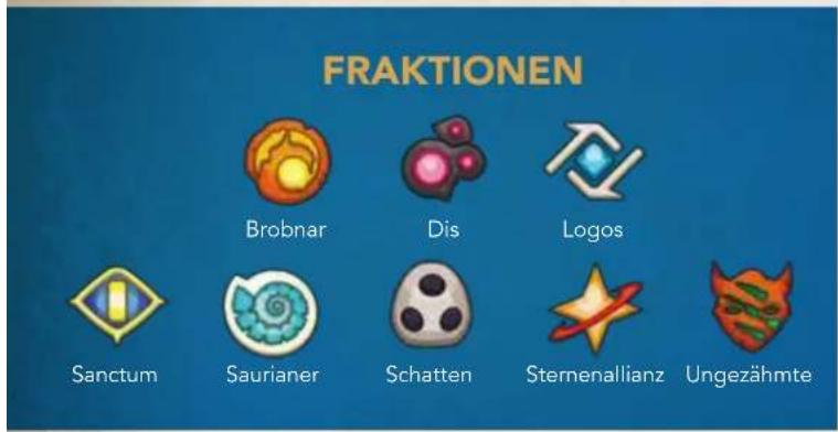 FRAKTIONEN Brobnar Dis Logos Sanctum Saurianer Schatten Sternenallianz Ungezähmte