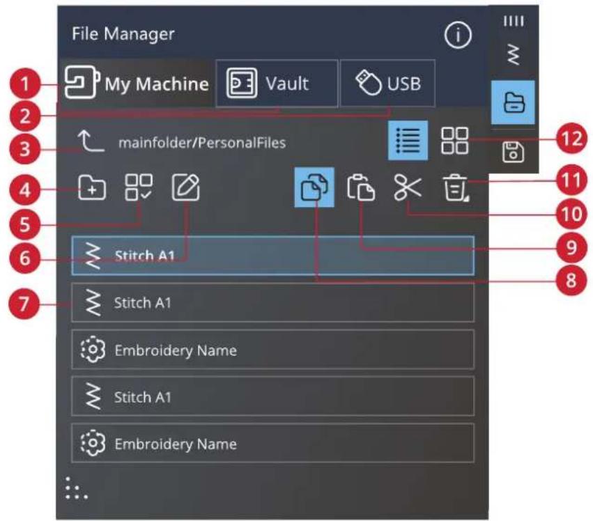 PFAFF Creative expression 750 - File Manager – Übersicht - 1