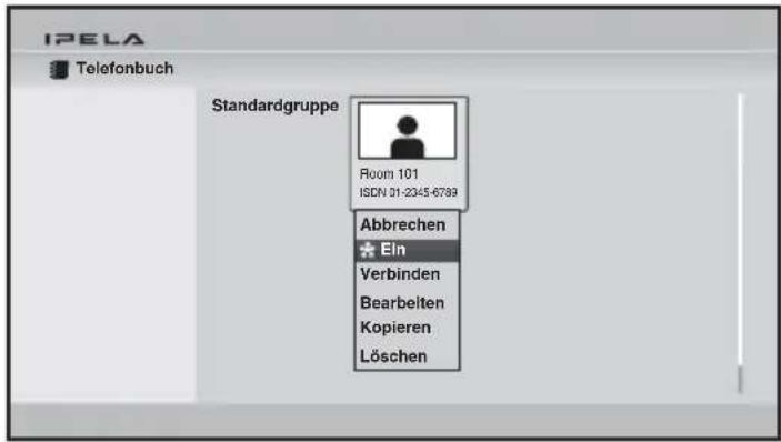 IPELA Telefonbuch Standardgruppe Room 101 ISDN 01-2345-6789 Abbrechen * Eln Verbinden Bearbelten Kopieren Löschen