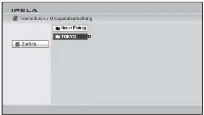 IPELA Telefonbuch > Gruppenbearbeitung Neuer Eintrag TOKYO TOKYO Zurück