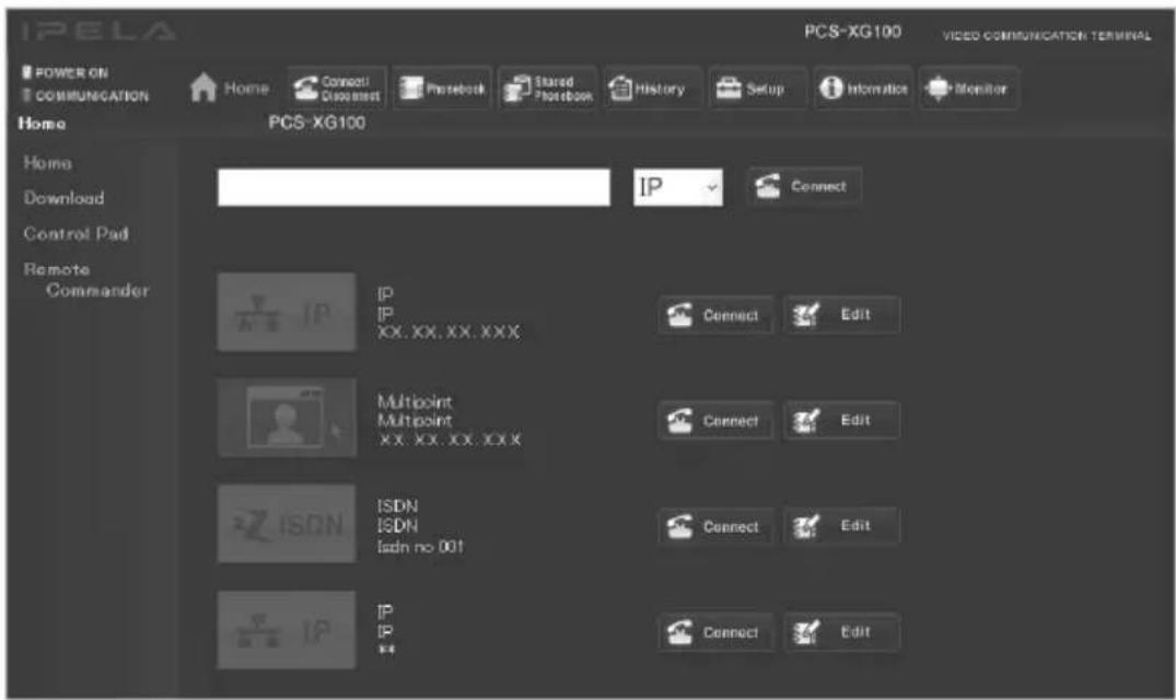 SONY PCS-XG100H - Verwenden des Menüs [Home] - 1
