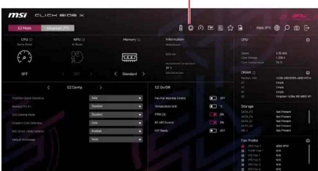 msi CLICK BIOS X E2 Mode Advanced (F1) CPU Below Base NPU 41 Base Memory Information Maximum BIOS Var Home/Ground Temperature 29 °C BDO Data Data OFF < OFF > < Standard > E2 Config > Predict Band Extensive Maximetry Try A1 E30 Gaming Mode Graphics Card Detection M8 Driver Utility Analyzer Default Monitoring Auto Disinoid Disinoid Auto Disinoid None E2 On/OH Fan Fail Warning Control Temperature Unit RPM 2.6 R2 LED Control Ctrl Ready OFF CPU Speed: 2.70 GHz Core Modbus: 1.328 V Core Termination: 79°C DRAM Memory Var: A1 A2 B1 B2 Storage: DATA, F2 DATA, F4 DATA, S1 DATA, E2 H2_1 Net Preset: Net Preset: Net Preset: Net Preset: Net Preset: Net Preset: Net Preset: Net Preset: Net Preset: Net Preset: Net Preset: Net Preset: Net Preset: Net Preset: Net Preset: Net Preset: Net Preset: Net Preset: Net Preset: Net Preset: Net Preset: Net Preset: Net Preset: Net Preset: Net Preset: Net Preset: