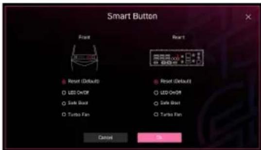 Smart Button Front Reset (Default) LED OnOff Safe Back Turbo Pan Reset (Default) LED OnOff Safe Back Turbo Pan Cancel OK