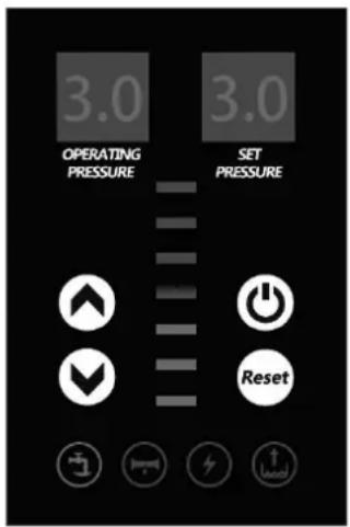 3.0 OPERATING PRESSURE 3.0 SET PRESSURE ↑ ↓ Reset