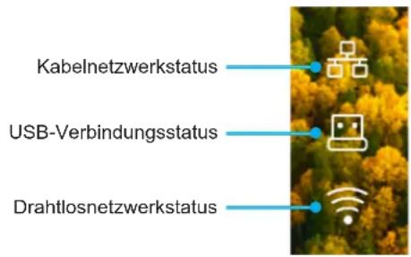 Kabelnetzwerkstatus USB-Verbindungsstatus Drahtlosnetzwerkstatus