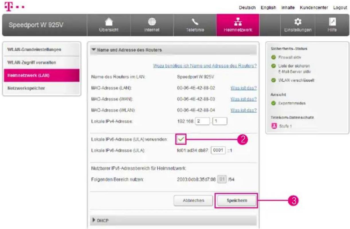 Speedport W 925V Übersicht Internet Telefonie Heimnetzwerk Einstellungen Hilfe WLAN-Grundeinstellungen WLAN-Zugriff verwalten Heimnetzwerk (LAN) Netzwerkspeicher Name und Adresse des Routers Wozu benötige ich Name und Adresse des Routers? Name des Routers im LAN: Speedport W 925V MAC-Adresse (LAN):…