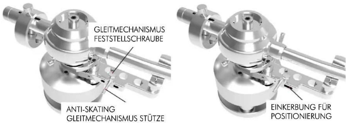 GLEITMECHANISMUS FESTSTELLSCHRAUBE ANTI-SKATING GLEITMECHANISMUS STÜTZE EINKERBUNG FÜR POSITIONIERUNG