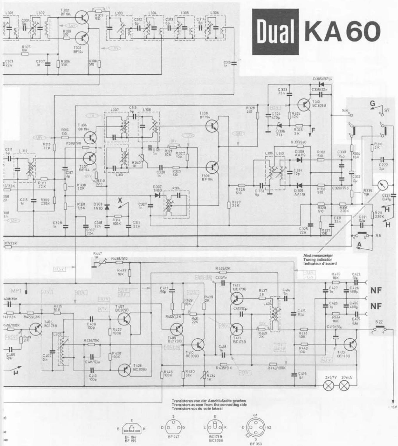 Dual KA60 L301 L302 T 302 BF 194 R 307 5k L303 C312 6p L304 C313 6p L305 C314 6p L306 C303 22n R 305 10K R 306 33K R 308 510 C305 1n C307 in R 306 33K R 308 510 D 305/B271μ C 323 22n C 336/22n T 310 BC 309B C 324 470μ R 325 2K F S8 G S7 C 311 5p L 312 R 313 22K R 316/50 T 307 BF 194 R 310 1K R 321 10K R 322 10K C 320 in R 323 510 T 309 BF 194 R 326/240 L 309 C 334/12p D 308 AA119 R 332 S10 C 330/75p R 334/16K R 210 K C 222 μ R 221 K C 224 μ R 221 K S 6 H S 22K A MP1 T408/39n T42U/2K R42Z/LZK T408 BC173B R426/10K T408 BC173B R429/18K R429/2K T408 BC173B R426/10K T408 BC173B R427/2K T408 BC173B R428/10K T408 BC173B R428/10K T408 BC173B R429/1K T408 BC173B R429/2K T408 BC173B R429/2K T408 BC173B R429/2K T408 BC173B R429/2K T408 BC173B R429/2K T408 BC173B R429/2K T408 BC175B R429/2K T408 BC175B R429/2K T408 BC175B R429/2K T408 BC175B R429/2K T408 BC175B R429/2K T408 BC175B R429/2K