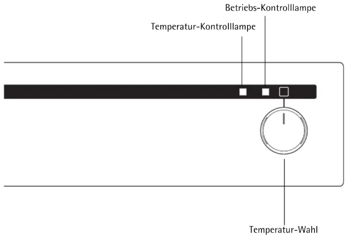 Betriebs-Kontrolllampe Temperatur-Kontrolllampe Temperatur-Wahl