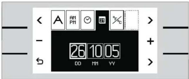 < A AM PM √ 31 °C - 26 10 05 DD MM YY + >