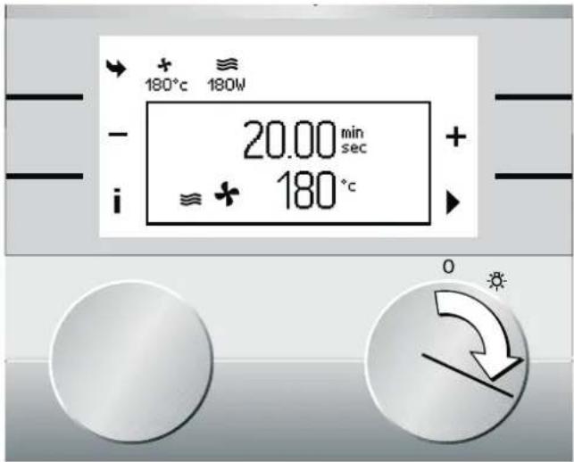 180°C 180W - 20.00 min sec i ≈ + 180 °C + 0