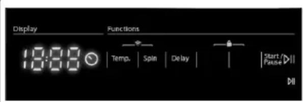Display 18:00 Functions Temp. Spin Delay Start / Pause MI