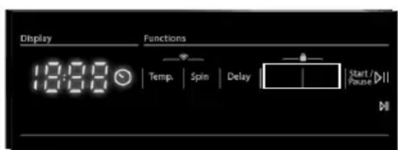 Display 19:00 Functions Temp. Spin Delay Start / Pause Mn