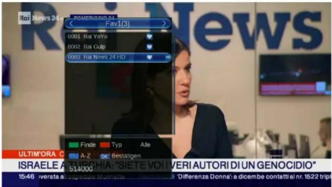 Rai News 24 HD Fav1(3) 0001 Rai YoYo 0002 Rai Gulp 0003 Rai News 24 HD Finde Typ Alle A-Z DK Bestätigen 514000 ULTIM'ORA C ISRAELE A TURCHIA: "SIETE VOI I VERI AUTORI DI UN GENOCIDIO" 15:46 verata all'ospedale Molinette Differenza Donna': a dicembe contatti al nr. 1522 tripi
