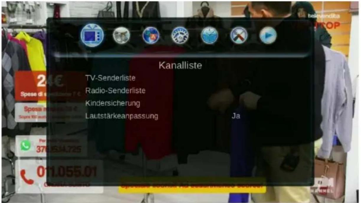 Kanalliste TV-Senderliste Radio-Senderliste Kindersicherung Lautstärkeanpassung Ja