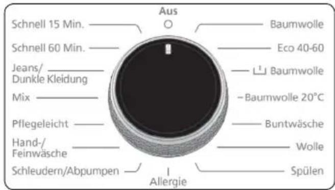 Schnell 15 Min. Schnell 60 Min. Jeans/ Dunkle Kleidung Mix Pflegeleicht Hand-/Feinwäsche Schleudern/Abpumpen Aus Baumwolle Eco 40-60 Baumwolle Baumwolle 20°C Buntwäsche Wolle Spülen Allergie