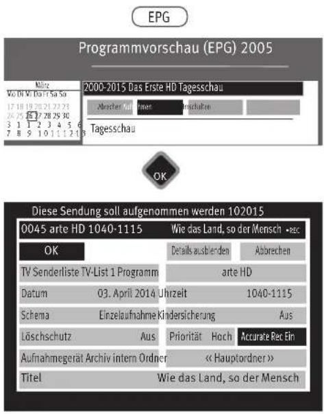 EPG Programmvorschau (EPG) 2005 Märk 2000-2015 Das Erste HD Tagesschau Abscher soll finer inschußen Tagesschau OK Diese Sendung soll aufgenommen werden 102015 0045 arte HD 1040-1115 Wie das Land, so der Mensch -rec OK TV Senderliste TV-List 1 Programm arte HD Datum 03. April 2014 Uhrzeit 1040-1115 Schema Einzelaufnahme Kindersicherung Aus Löschschutz Aus Priorität Hoch Accurate Rec Ein Aufnahmegerät Archiv intern Ordner «Hauptordner» Titel Wie das Land, so der Mensch