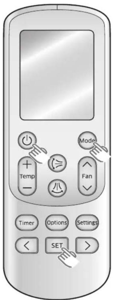 Model Temp Fan Timer Options Settings SET >